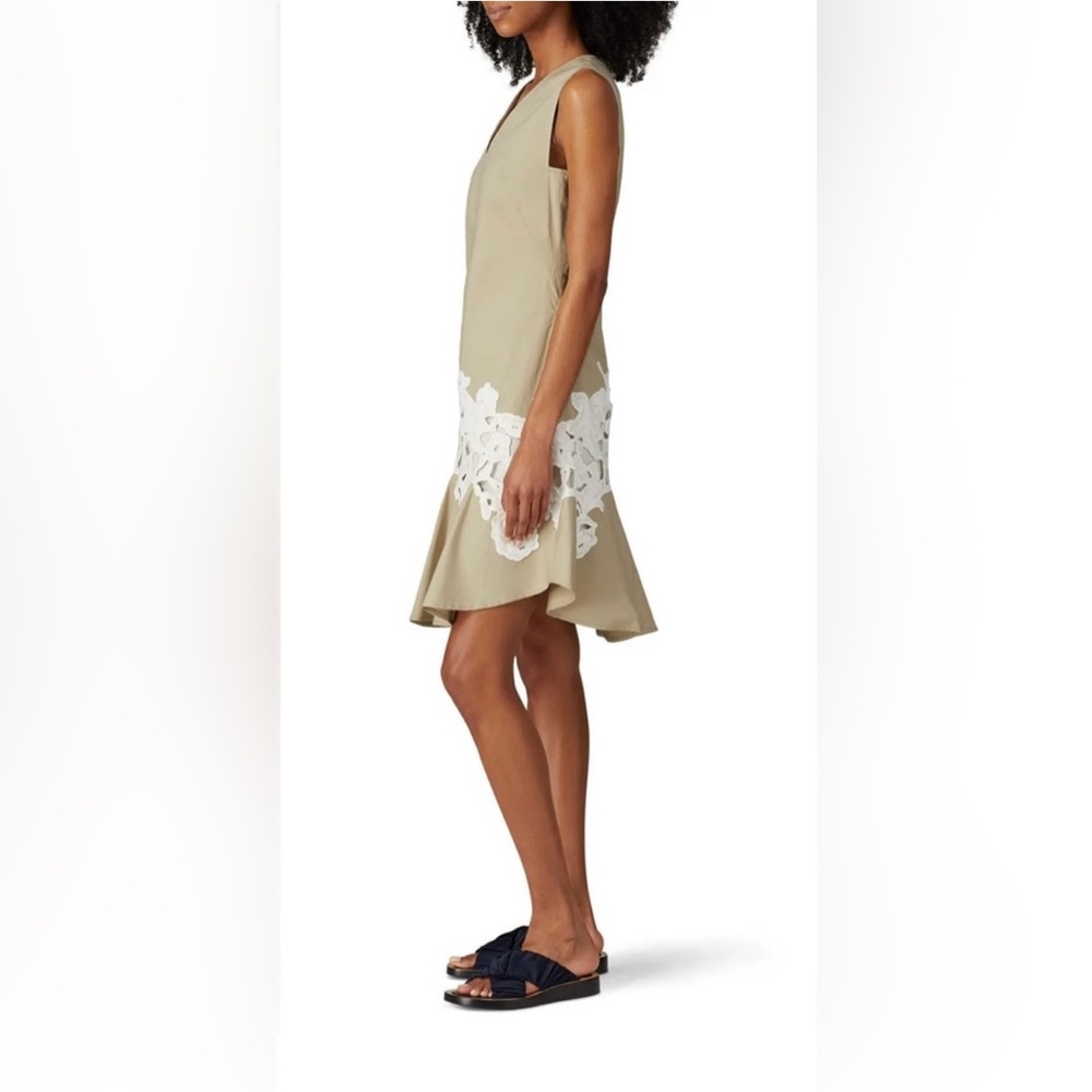 Derek Lam Collective Khaki Lace Hem Midi Dress IT 40 | Designer Cotton Twill RTR - Picture 9 of 10